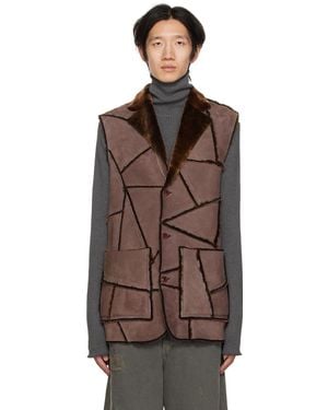 Acne Studios パープル パッチワーク シアリング ベスト - ブラック