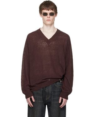 Our Legacy Burgundy Rue V-Neck Jumper - Purple
