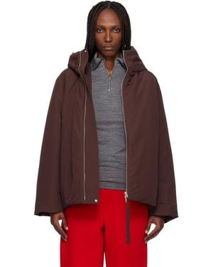 Jil Sander Burgundy Taffeta Down Jacket - Red
