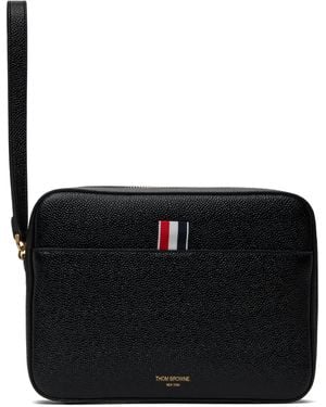 Thom Browne Pebble Grain Leather Pouch - Black