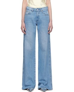 【Coperni】レザートリムワイドレッグジーンズ COPERNI】ブルー ワイドレッグジーンズ