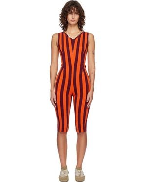 Dries Van Noten Burgundy Knitted Jumpsuit - Red
