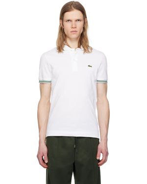 Lacoste ホワイト レギュラーフィット トリムアクセント ポロシャツ