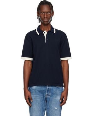 Maison Kitsuné Cotton Knitted Comfort Polo - Blue