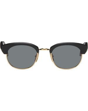 Thom Browne Acetate & Titanium Oval Sunglasses - Grey