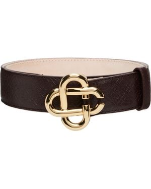 CASABLANCA Leather Monogram Cc Belt - Brown