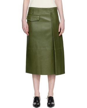 Marni Pocket Bonded Nappa Leather Midi Skirt - Green