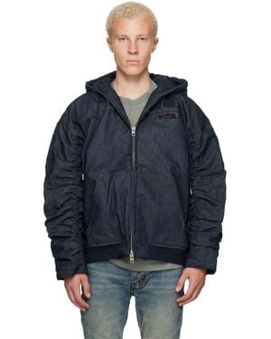 Ksubi Sott Slouchy Raw Bomber Jacket - Blue