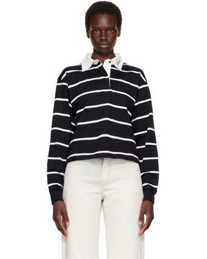 Amiri Striped Long Sleeve Polo - Black