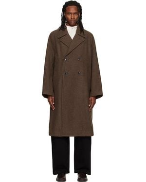 Lemaire Double-Breasted Coat - Brown