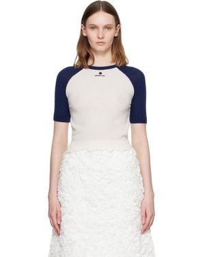 ShuShu/Tong Color-Block Raw-Edge Short-Sleeve Knit Top - Multicolor