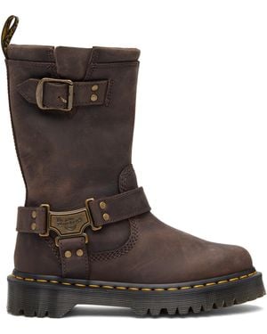 Dr. Martens Anistone Hi Leather Biker Boots - Brown