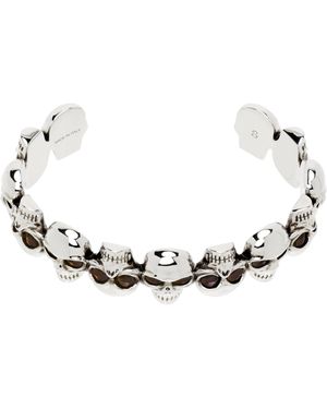 McQueen Bracelet Manchette À Crânes - Noir