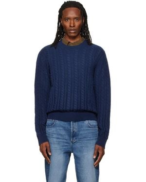A.P.C. Pull Surdimensionné Bleu Marine En Tricot Câblé