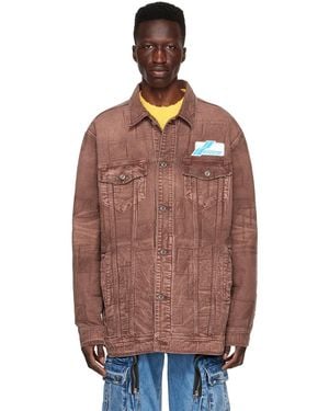 we11done Red Denim Jacket - Brown