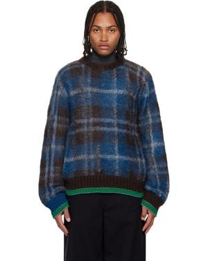 Sacai Plaid Mohair Sweater - Blue