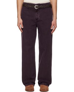 Tonywack Burgundy Garment Dyed Cotton Straight Pants - Blue