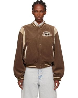 we11done College Corduroy Varsity Jacket - Brown