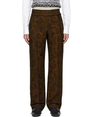Dries Van Noten Slim Leg Jacqaurd Pants - Brown