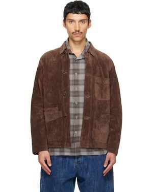 Drake's Heavyweight Five-Pocket Chore Suede Jacket - Brown