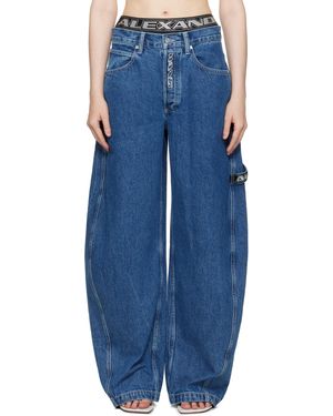 Alexander Wang Wide Logo Elastic Prestyle Rounded Jeans - Blue