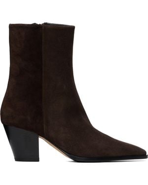 Aeyde Bottes Hedvig Brunes En Suède - Marron