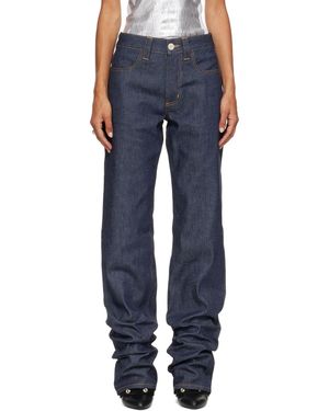 SECONDA Straight Leg Denim Raw Jeans - Blue