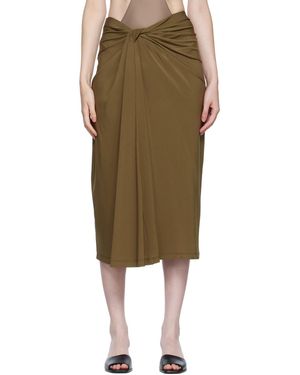 Rosetta Getty Jupe midi brune à nœud exclusive à ssense - Vert