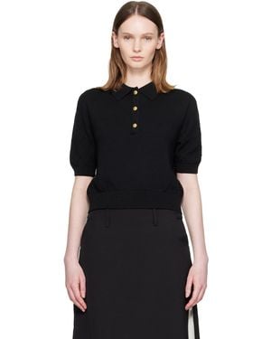 Balmain 3-Button Wool Polo - Black