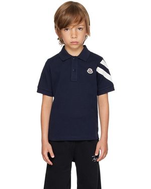 Moncler リトルキッズ｜ネイビー ロゴパッチ ポロシャツ - ブルー