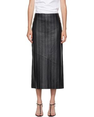 Victoria Beckham Kick Detail Leather Midi Skirt - Black