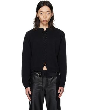 AV VATTEV Lace Up Knit Cardigan - Black