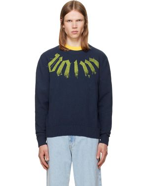 Palm Angels Pull Bleu Marine À Logo Surdimensionné