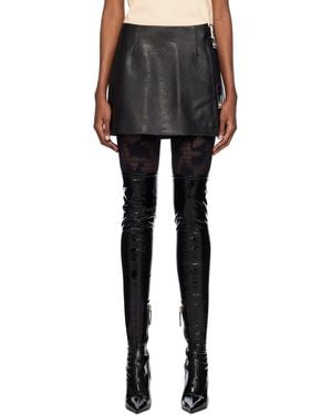 Gcds Black Hoop Leather Miniskirt