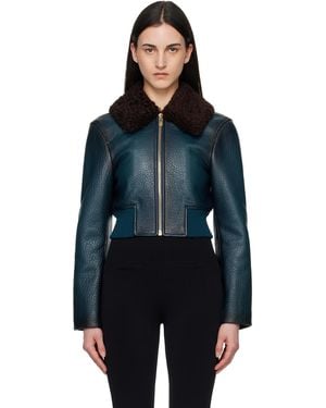 Alaïa Leather Aviator Bomber Jacket - Black