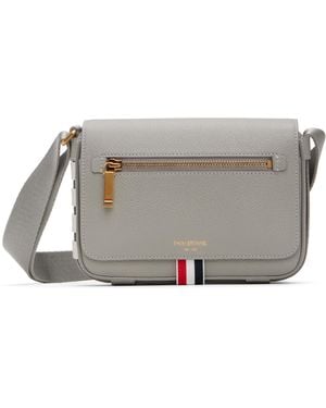 Thom Browne 4-Bar Pebble Grain Small Reporter Bag - Black