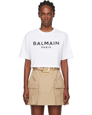 Balmain Paris' Print T-Shirt - Natural