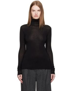 AURALEE Super High Gauge Sheer Rib Turtleneck - Black