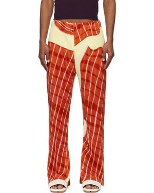 Homme Plissé Issey Miyake Windswept Plaid Pants - Red