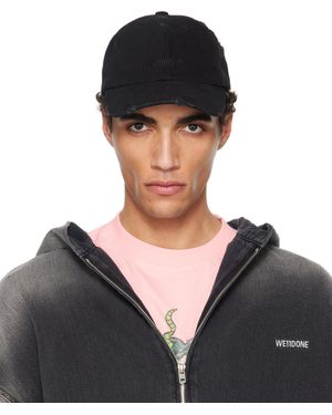 we11done Distressed Logo Embroidered Cap - Black