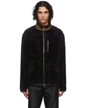 Moncler Pull noir en molleton recyclé à glissière