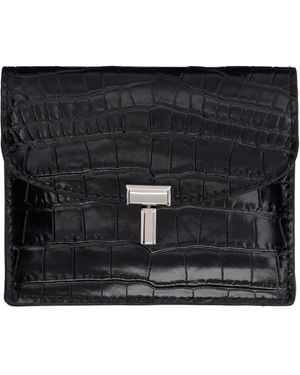 TOTEME T-Lock Croco-Embossed Card Holder - Black