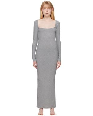 【関税込み】SKIMS グレー Soft Lounge 長袖 マキシワンピース SOFT LOUNGE LONG SLEEVE DRESS | HEATHER GREY