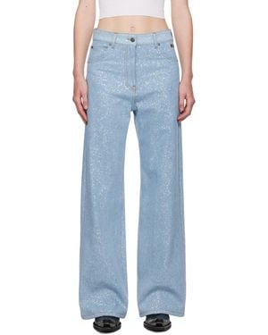 MSGM Wide-Leg Glitter Jeans - Blue