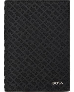 BOSS ブラック エンボスロゴ パスポートケース