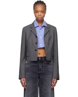 we11done Single-Breasted Crop Blazer - Blue
