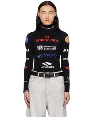 Balenciaga Ski Long Sleeve Fitted Turtleneck - Black
