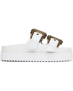 Versace Jeans Couture ホワイト Baroque Buckle Arizona フラットサンダル - ブラック