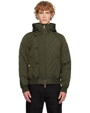 Burberry Khaki Hooded Quilted Nylon Bomber Jacket - Green