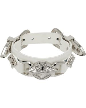 Toga Double Buckle Leather Bangle Bracelet - Metallic